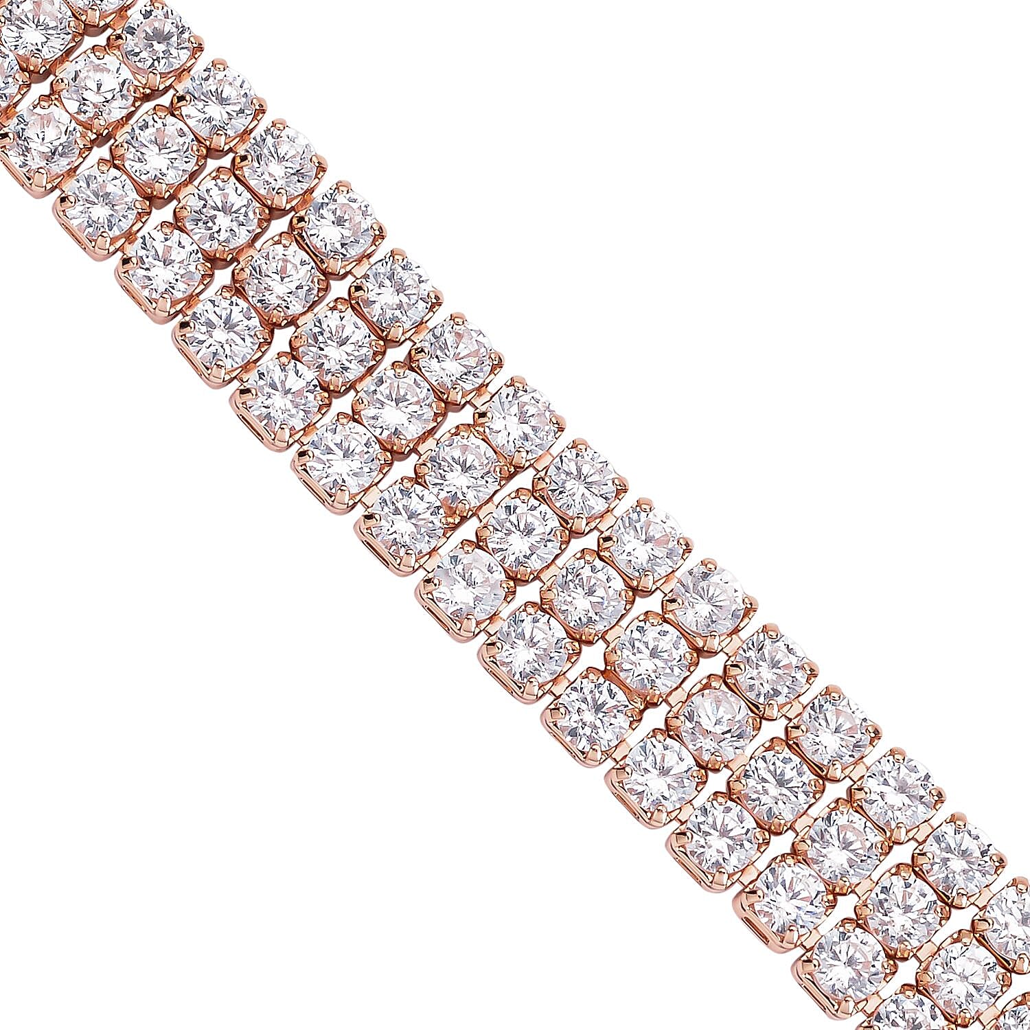 White Austrian Crystal Bracelet (Size - 7.5) in Rose Gold Tone