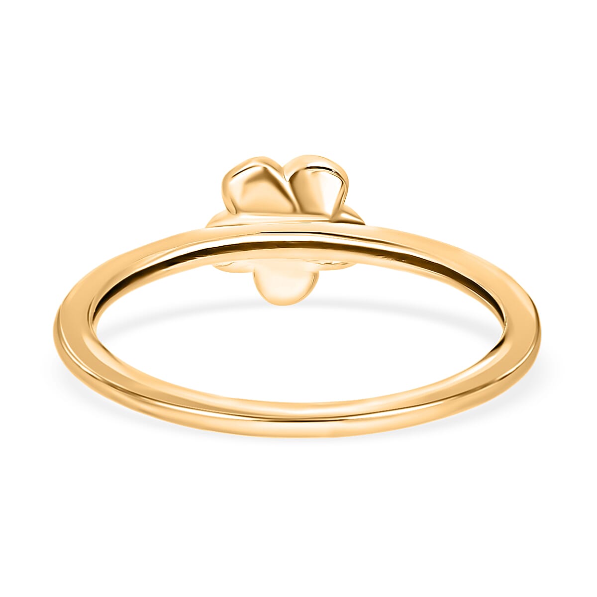 White Diamond Floral Ring in 18K Vermeil Yellow Gold Plated Sterling Silver