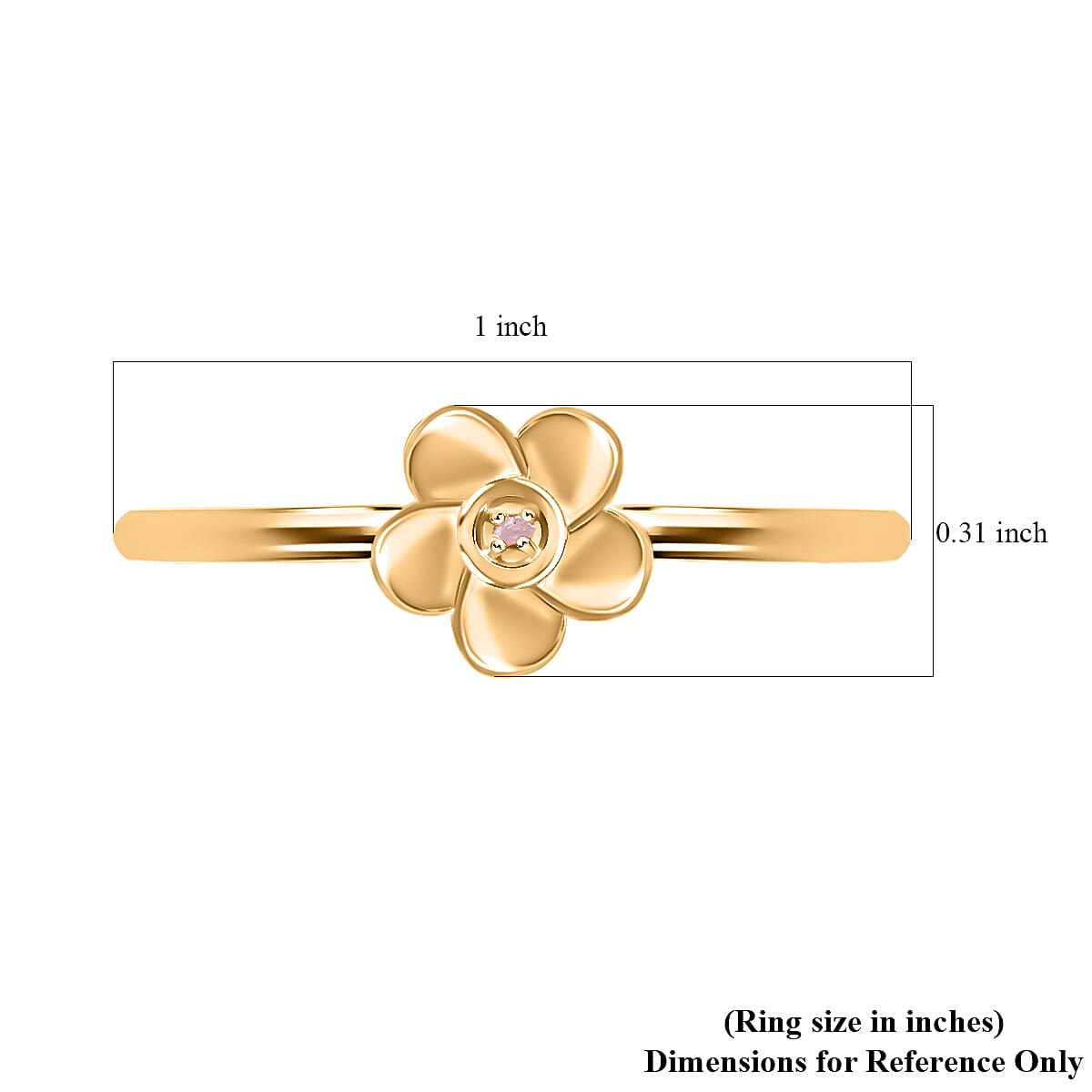White Diamond Floral Ring in 18K Vermeil Yellow Gold Plated Sterling Silver