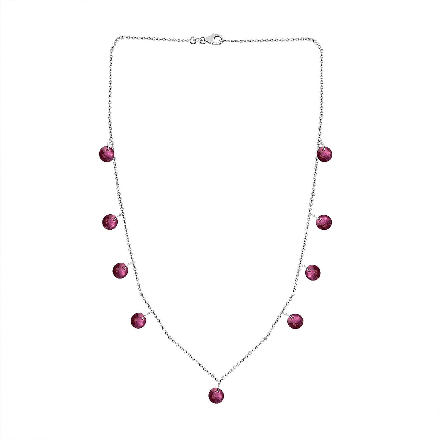 Antique Pink Crystal Necklace (Size - 20) with Lobster Clasp in Sterling Silver