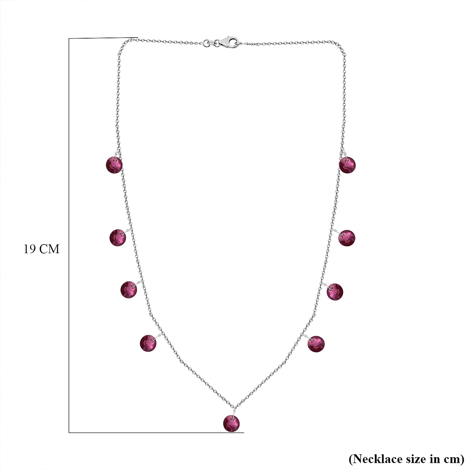 Antique Pink Crystal Necklace (Size - 20) with Lobster Clasp in Sterling Silver