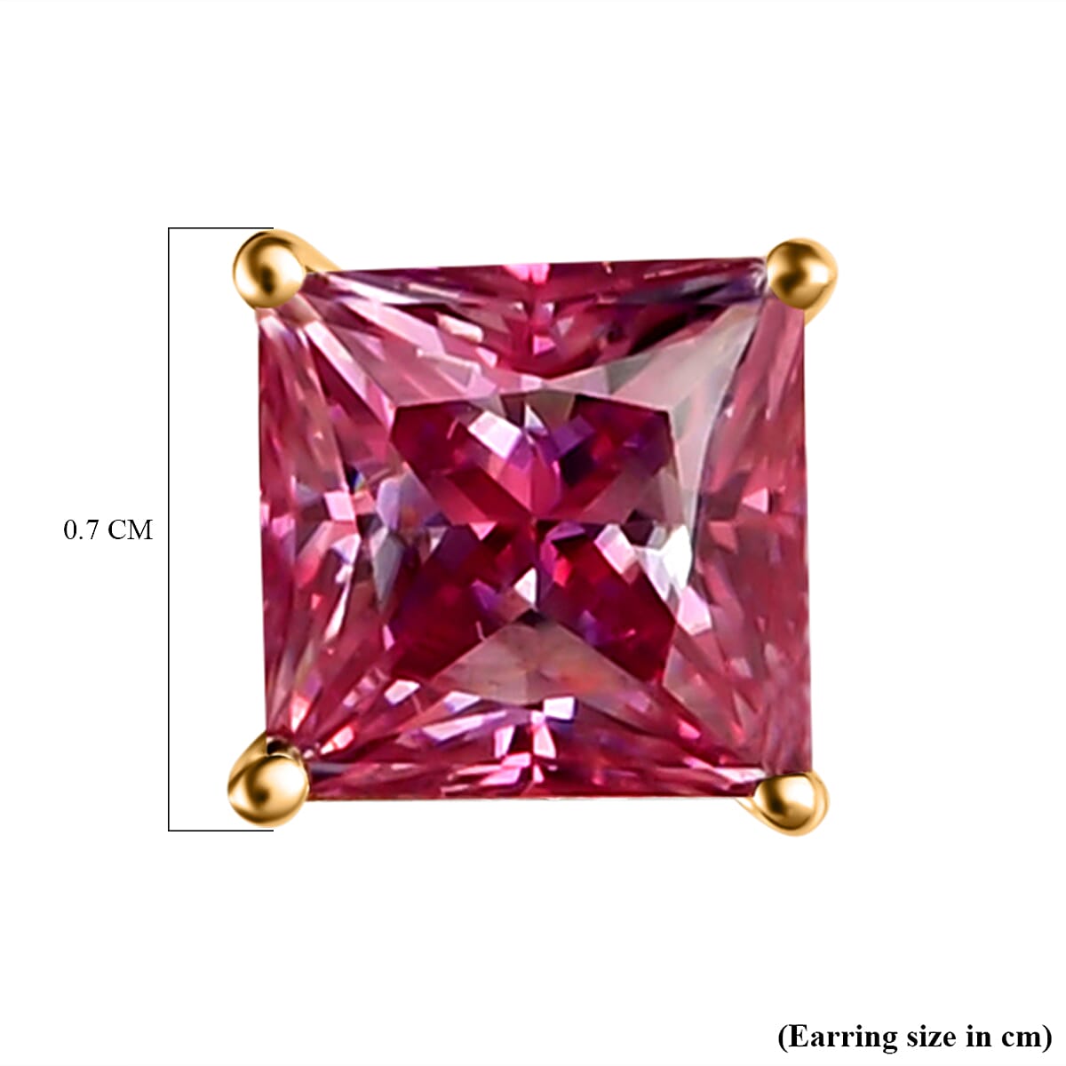 9K Yellow Gold AA Pink Moissanite Solitaire Stud Push Post Earring (With Push Back) 2.28 ct