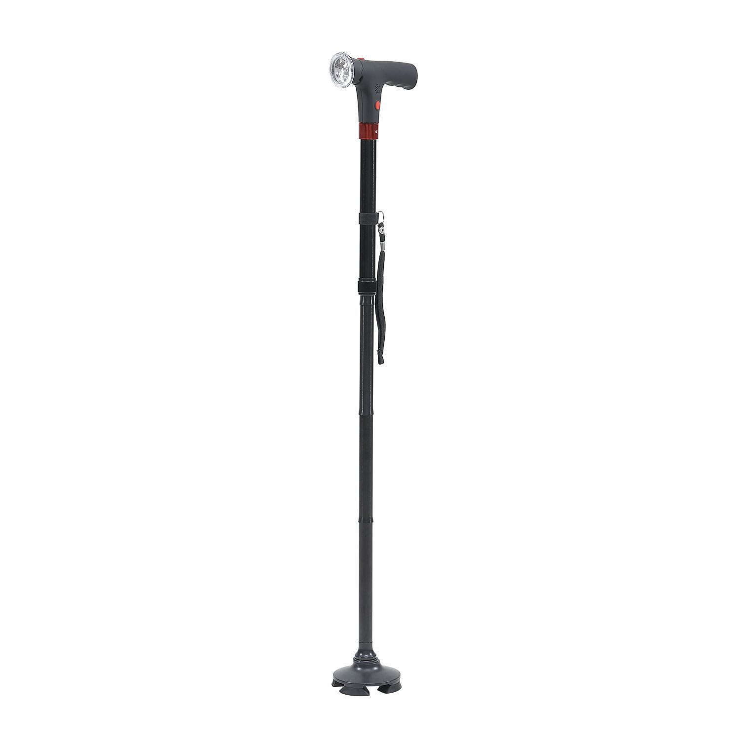 Smart Easy Up Cane With 2 Handle & Anti Slip Base - Black