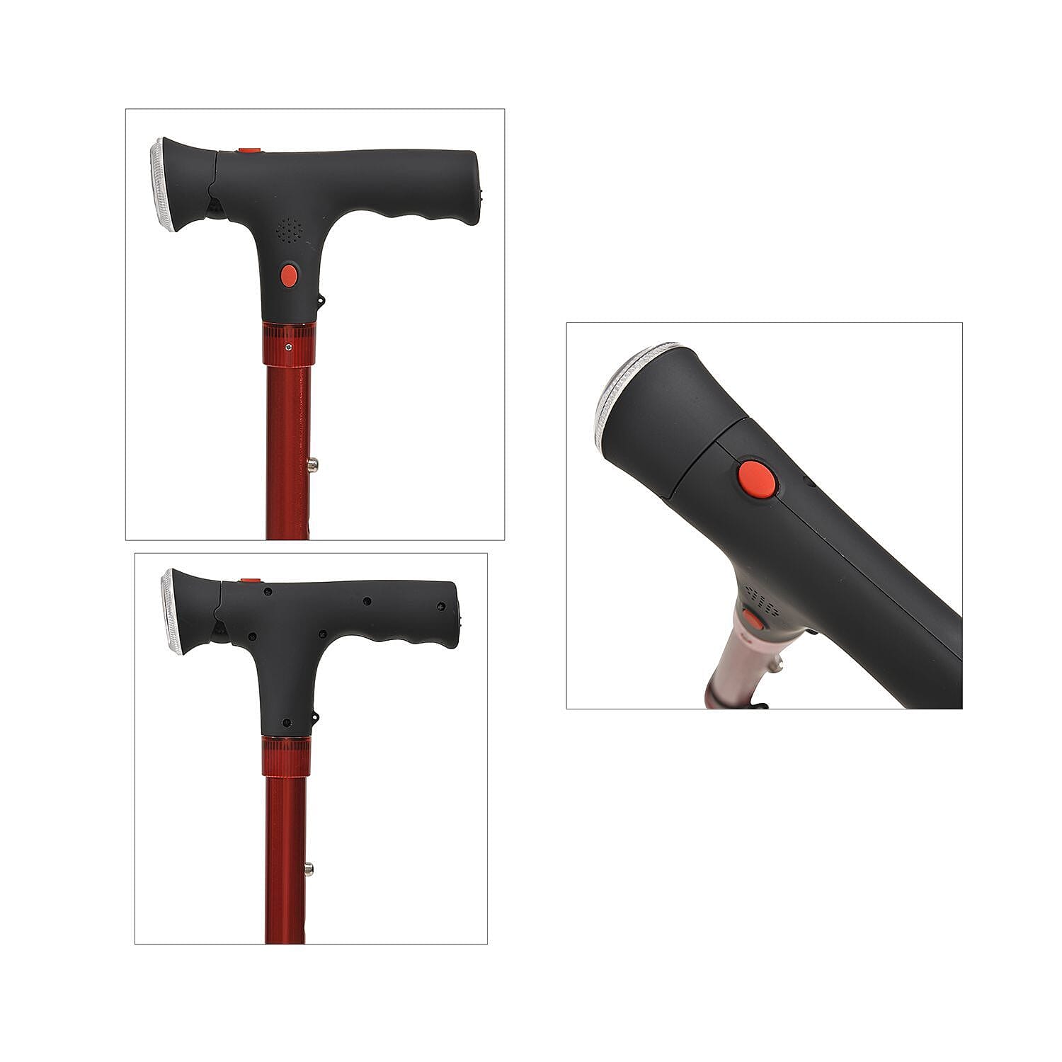 NEW ARRIVAL - Foldable Smart Walking Cane with LED Light (2 AAA battery,not included) - Red