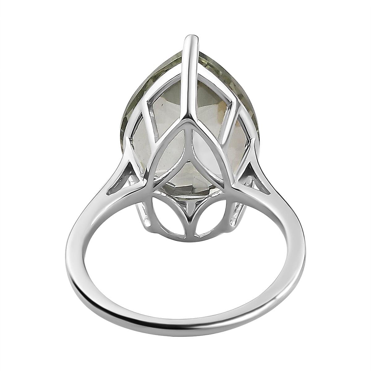 Green Amethyst Solitaire Ring in Platinum Overlay Sterling Silver 8.18 Ct.