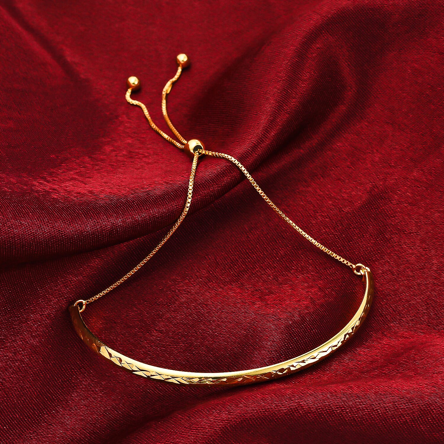 One Time Close Out Deal- Yellow Gold Overlay Sterling Silver Bracelet (Size - 8) Adjustable