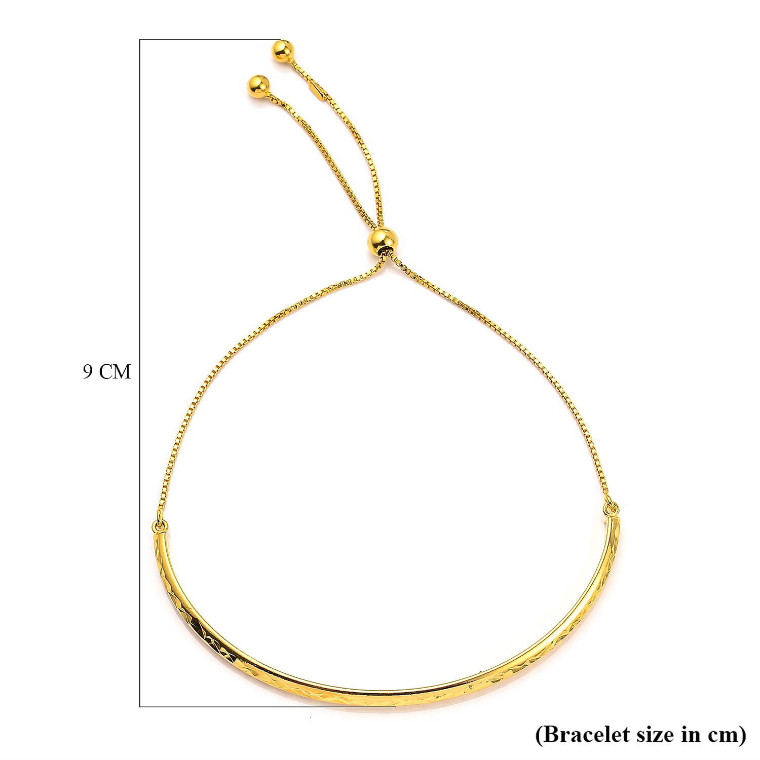 One Time Close Out Deal- Yellow Gold Overlay Sterling Silver Bracelet (Size - 8) Adjustable