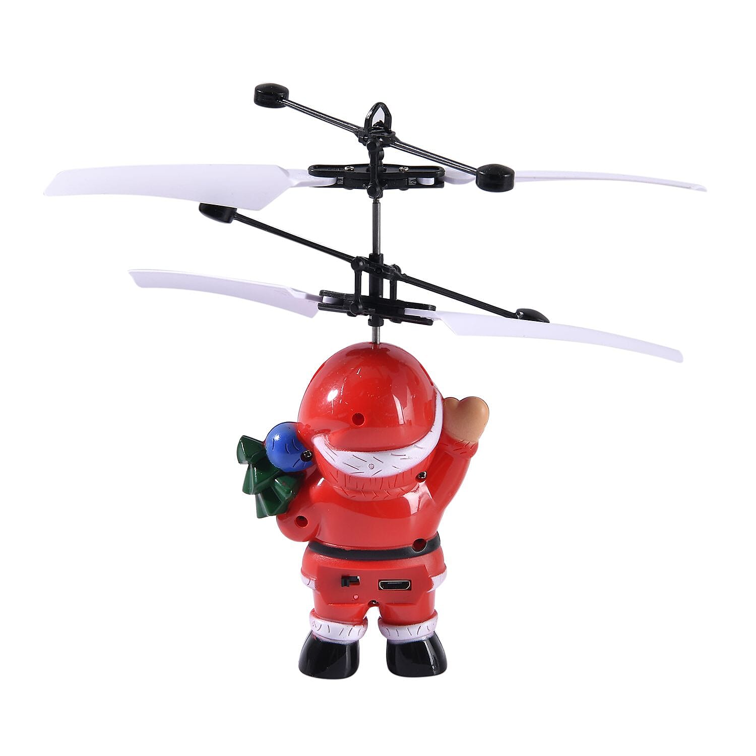 Flying Santa Claus with Sensors for Interactive Play (Powered by USB Charging) - Red