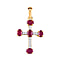 9K Yellow Gold AA African Ruby and Moissanite Cross Pendant 1.43 Ct