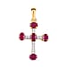 9K White Gold AA African Ruby and Moissanite Cross Pendant 1.43 Ct