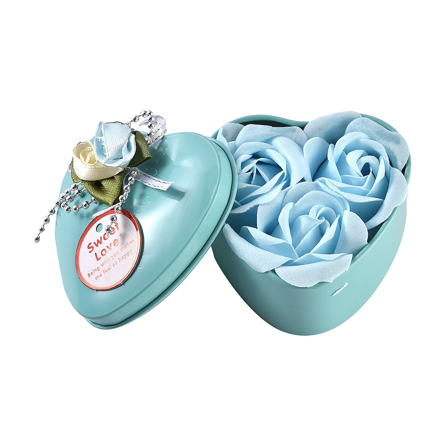 Hand or Bath Soap Flower Bouquet with 12 Flowers and Ring Box - Blue