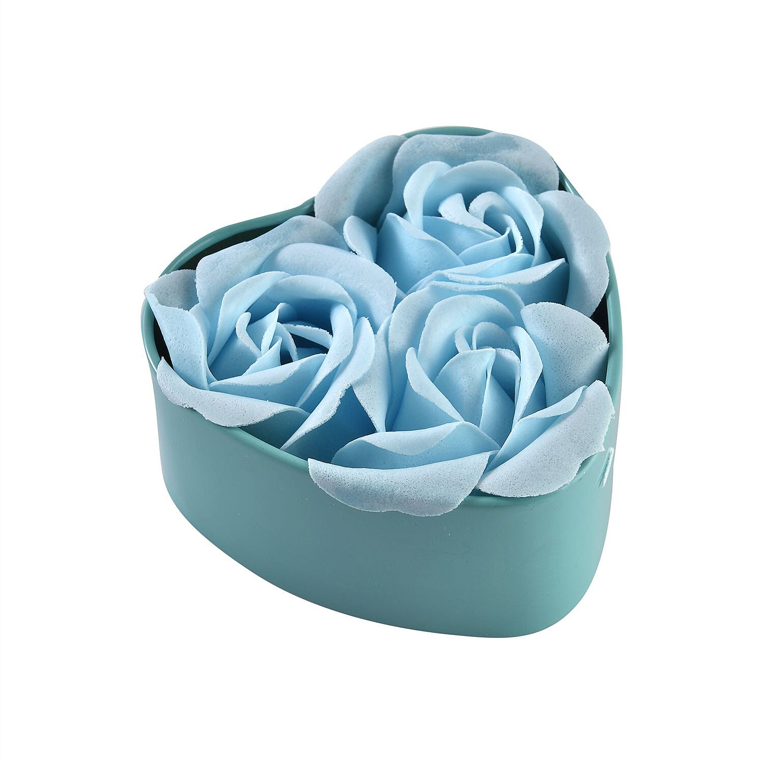 Hand or Bath Soap Flower Bouquet with 12 Flowers and Ring Box - Blue