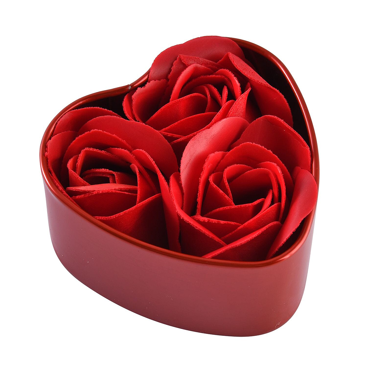 Hand or Bath Soap Flower Bouquet with 12 Flowers and Ring Box (Size 40x13x8 Cm) - Red