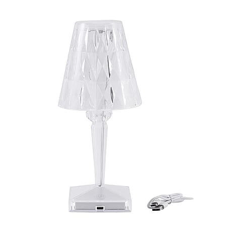 Crystal Effect Touch Lamp with Cone Shade (W 12cm H 26cm)
