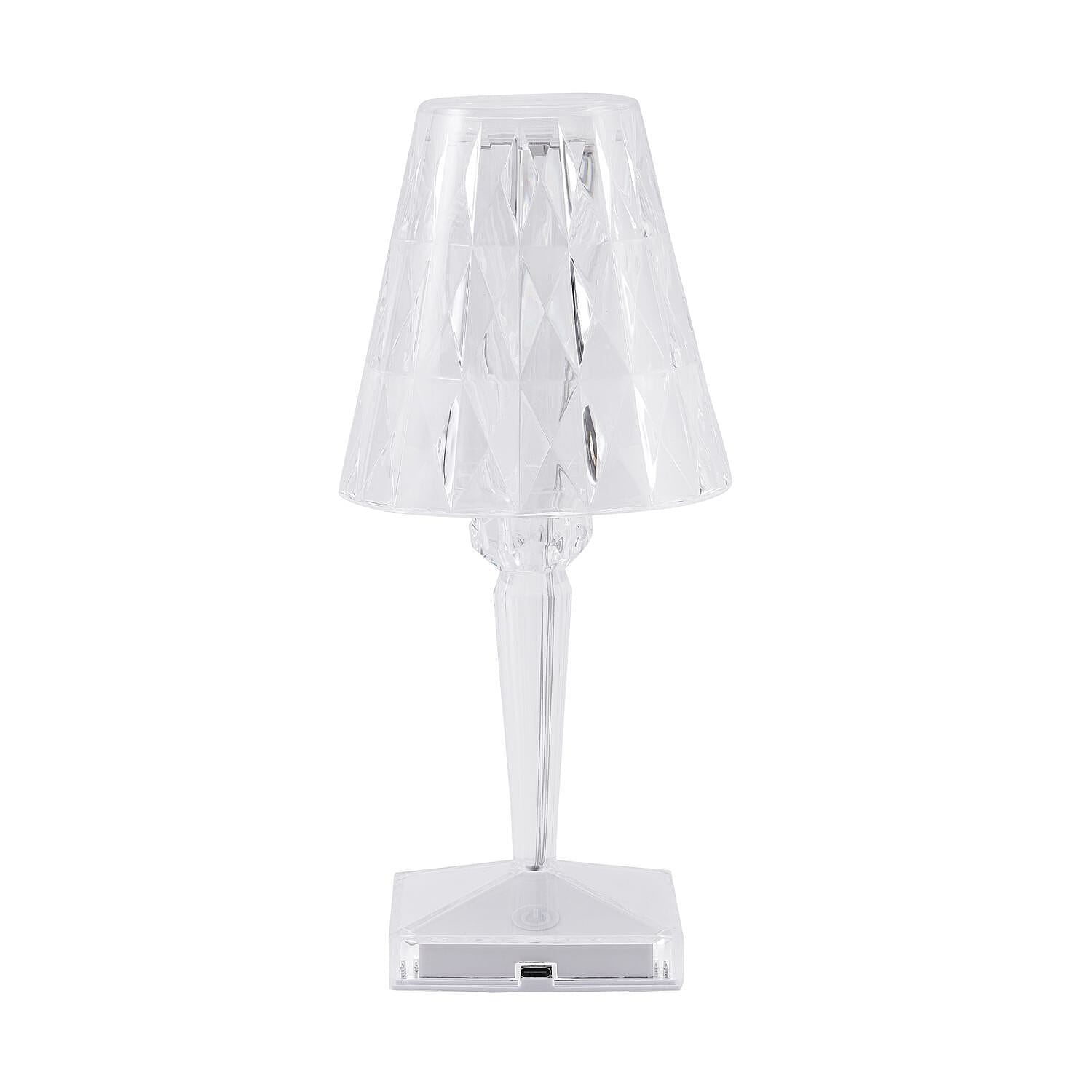 MUST HAVE- Crystal Effect Touch Lamp with Cone Shade (W 12cm H 26cm)