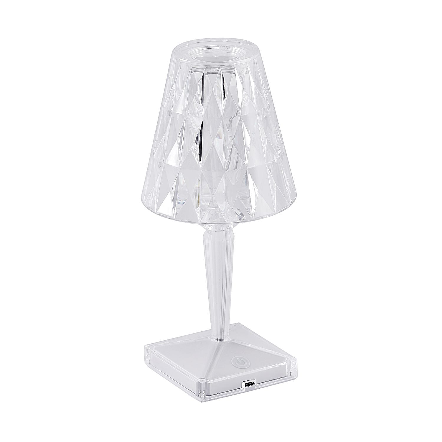 MUST HAVE- Crystal Effect Touch Lamp with Cone Shade (W 12cm H 26cm)