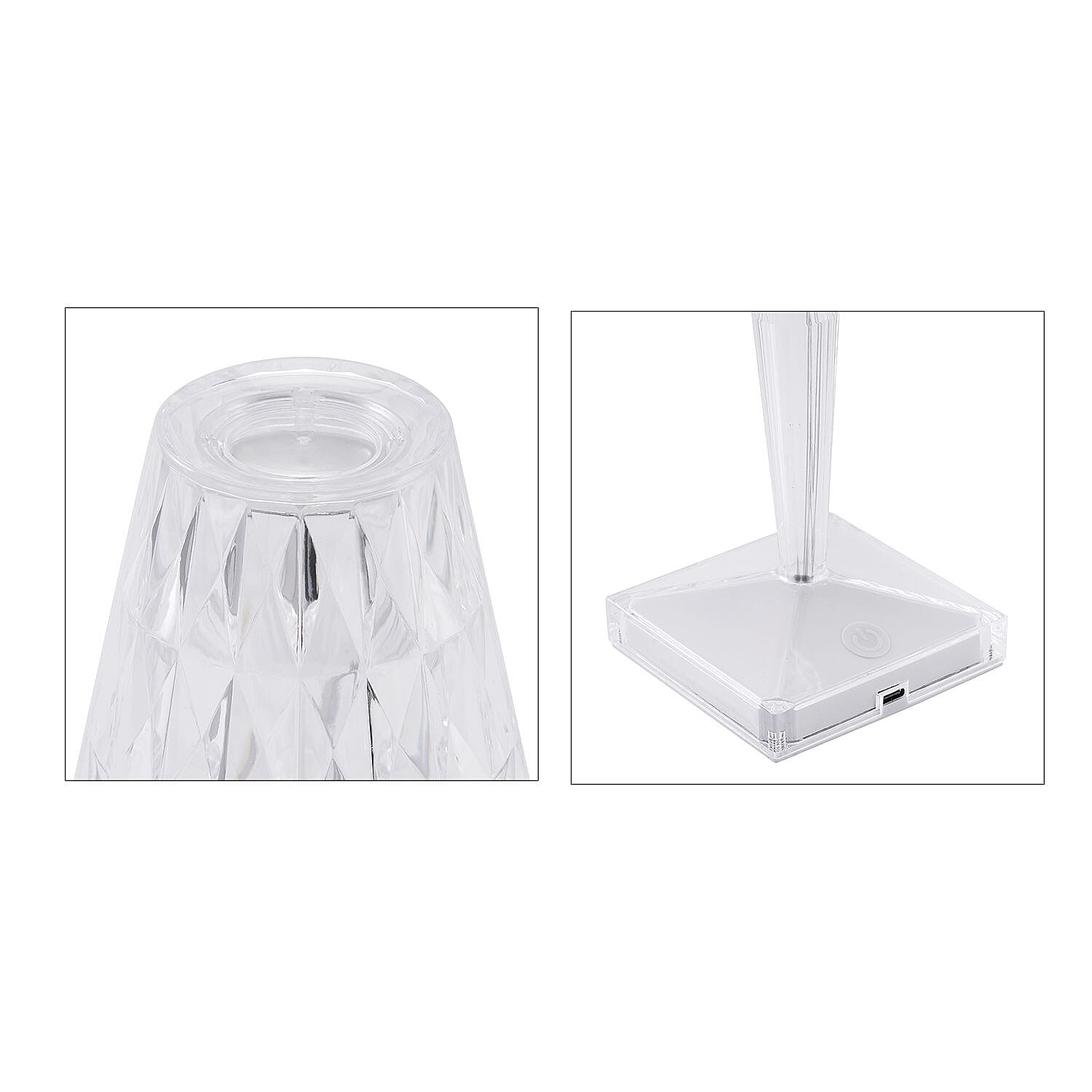 MUST HAVE- Crystal Effect Touch Lamp with Cone Shade (W 12cm H 26cm)