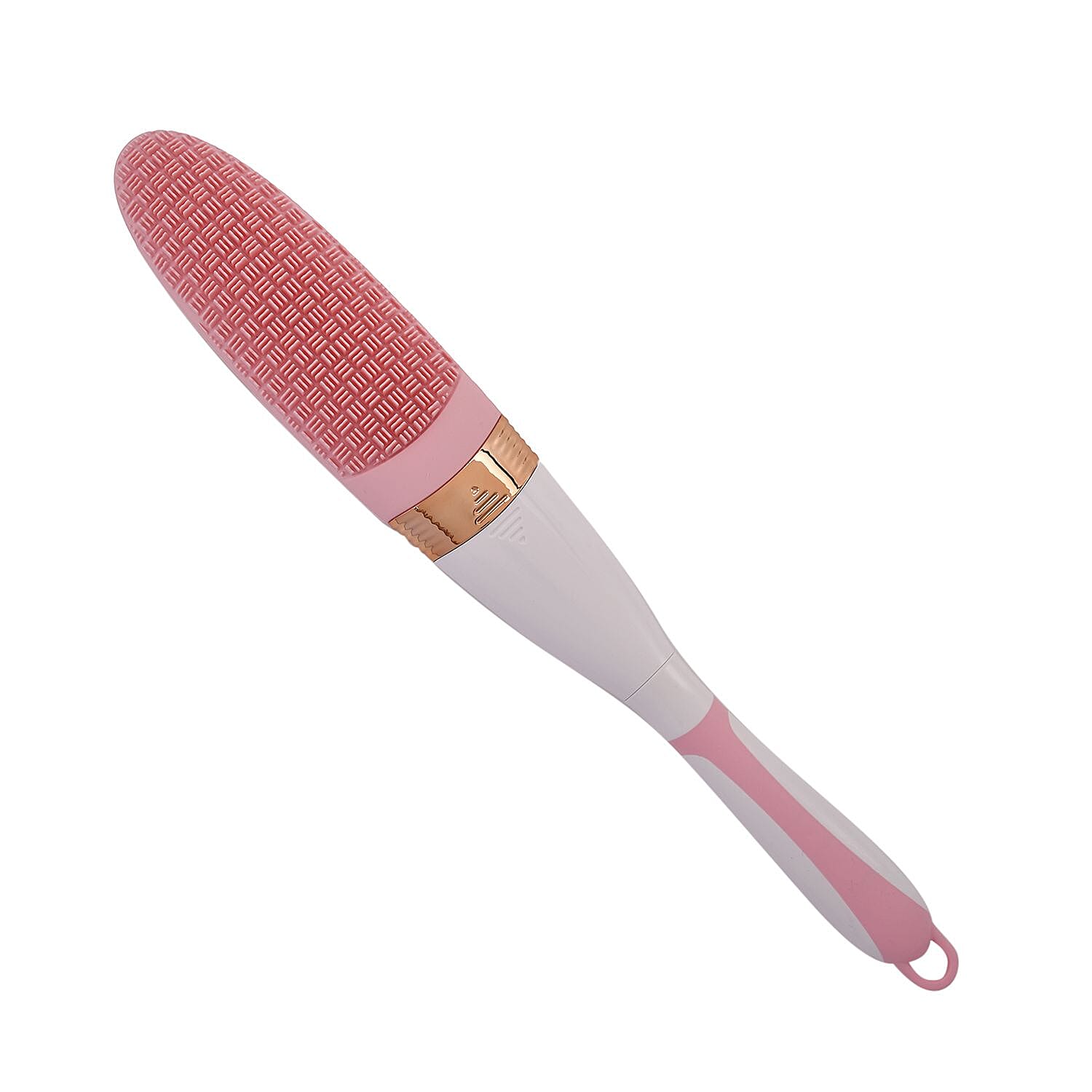 Electric Rotating Vibration Long Handle Silicone Bath Brush (Requires 2AA Batteries,Not Inc.) - Pink