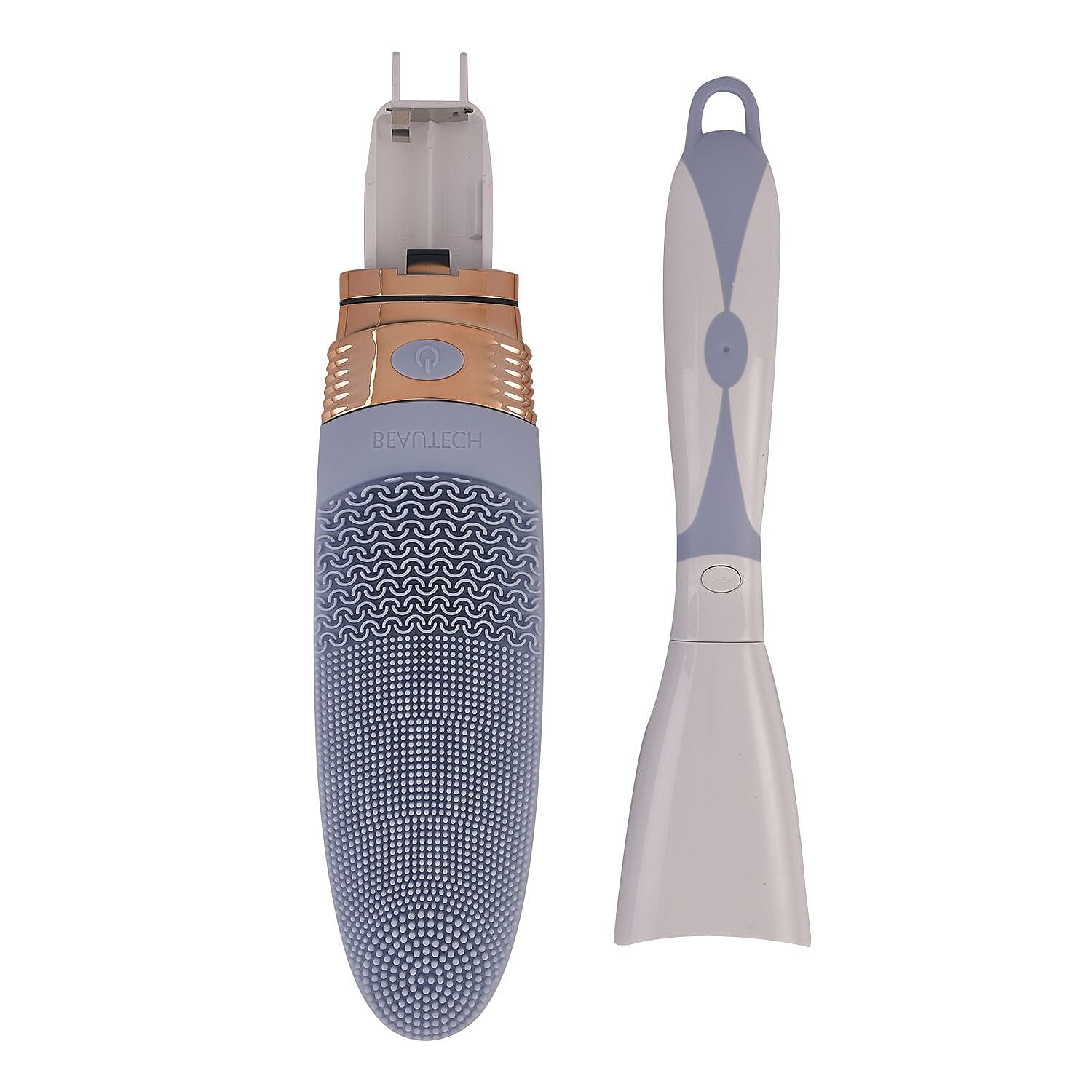 Electric Rotating Vibration Long Handle Silicone Bath Brush(Requires 2AA Batteries, Not Inc.) - Blue