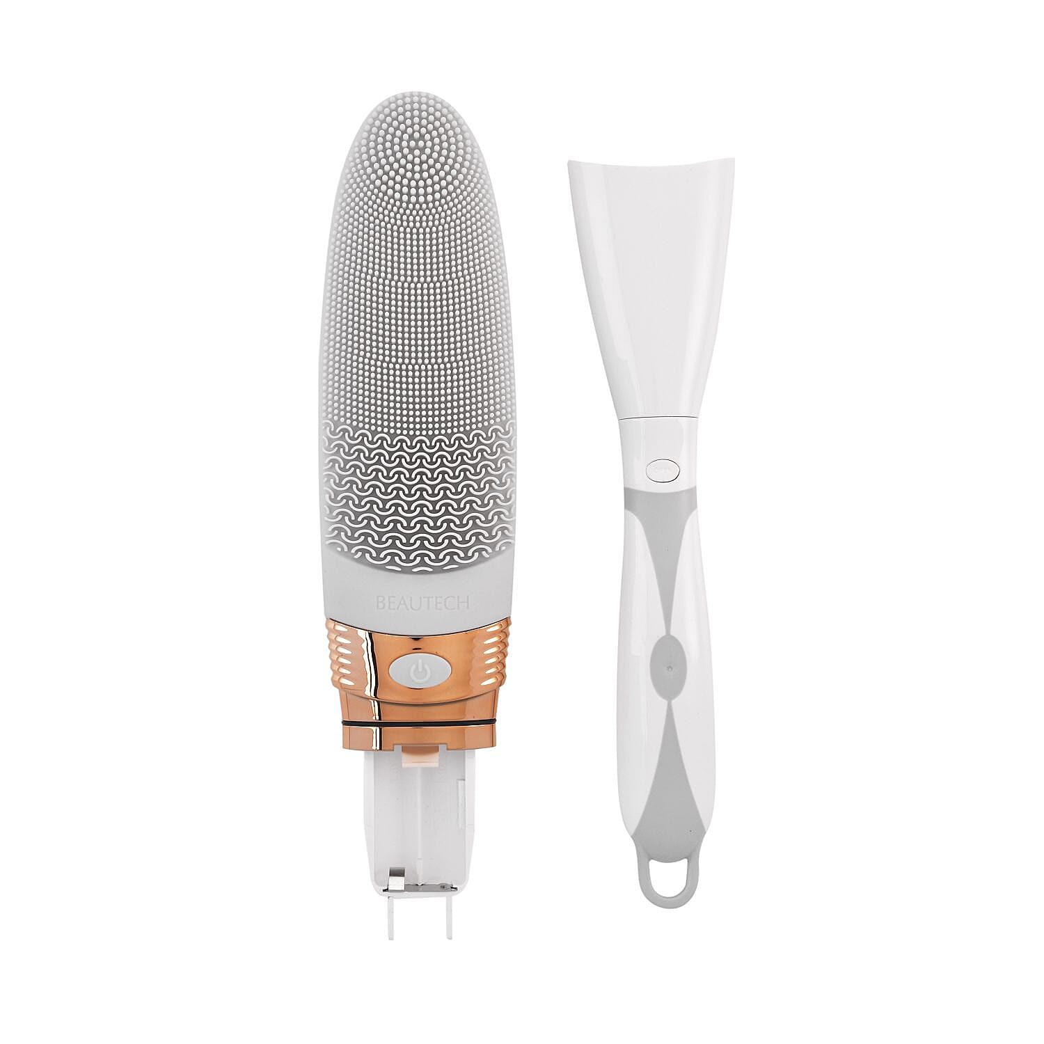 Electric Rotating Vibration Long Handle Silicone Bath Brush (Requires 2AA Batteries, Not Inc) - Grey