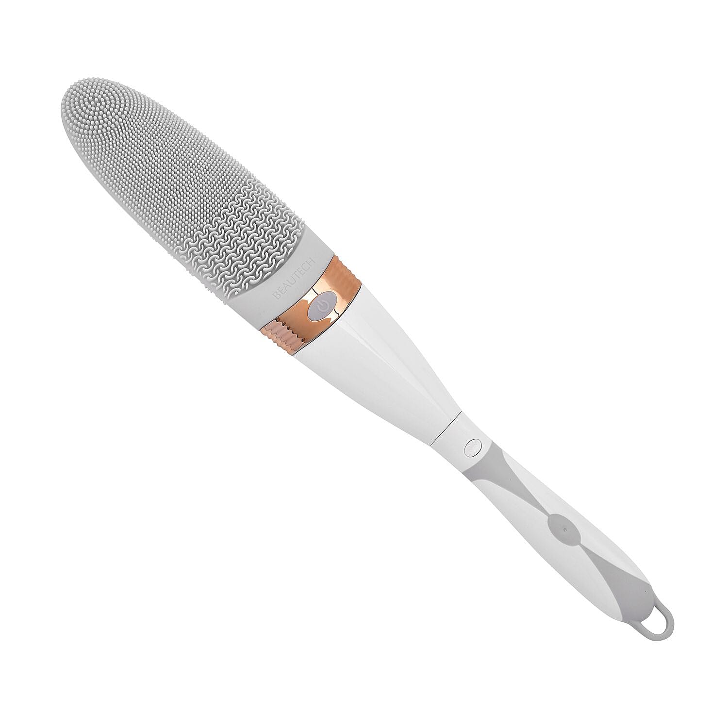 Electric Rotating Vibration Long Handle Silicone Bath Brush (Requires 2AA Batteries, Not Inc) - Grey