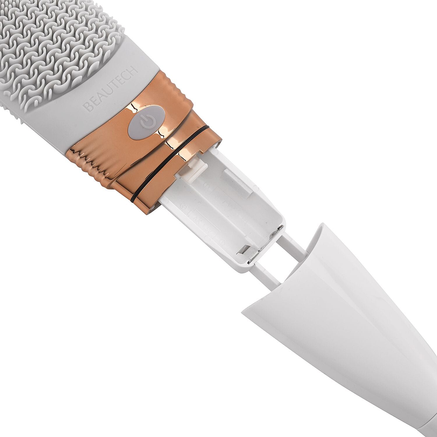 Electric Rotating Vibration Long Handle Silicone Bath Brush (Requires 2AA Batteries, Not Inc) - Grey