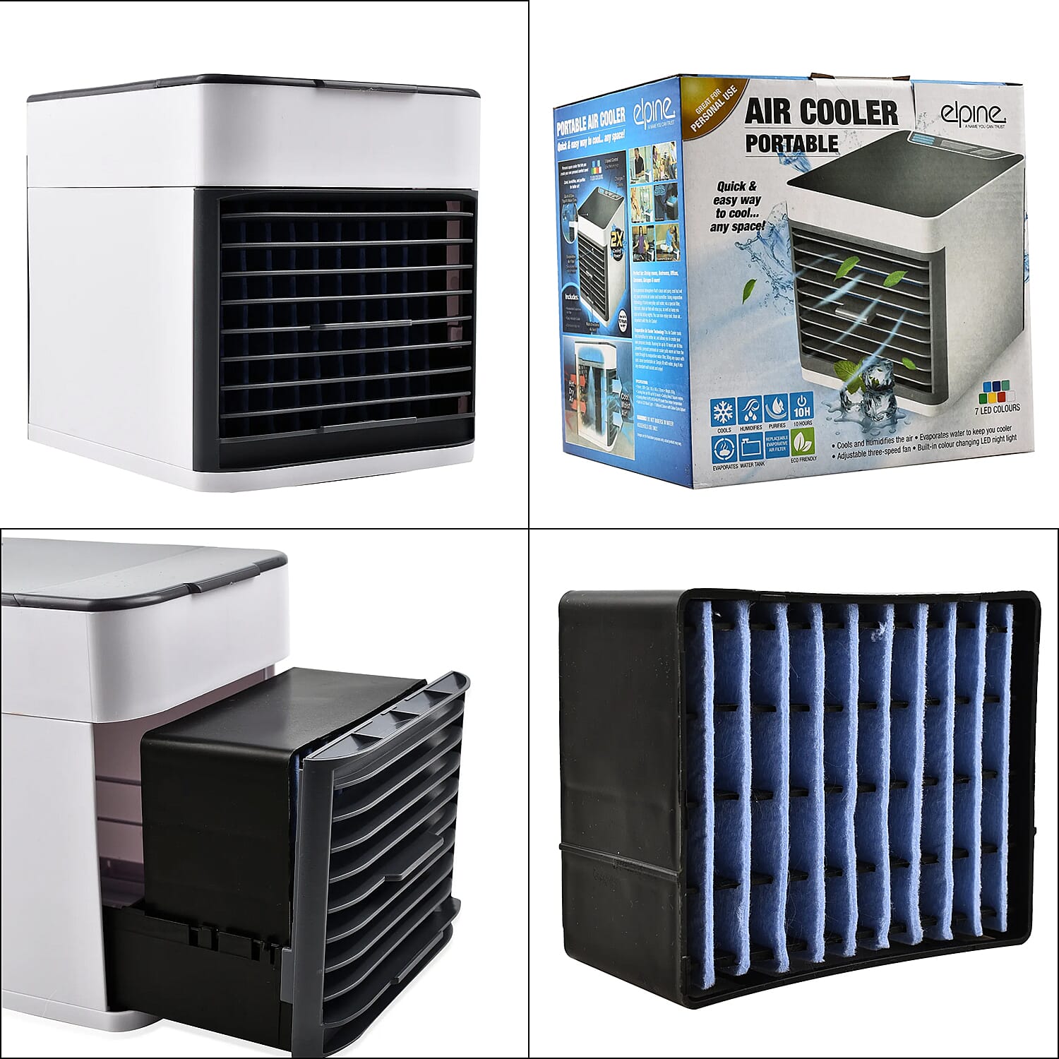 Portable Air Cooler, Humidifier, Air Purifier (Size 17x16 Cm) - White