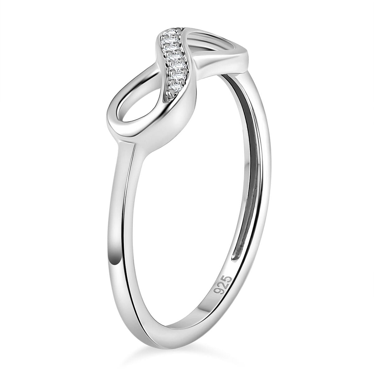 Simulated Diamond Infinity Ring in Sterling Silver