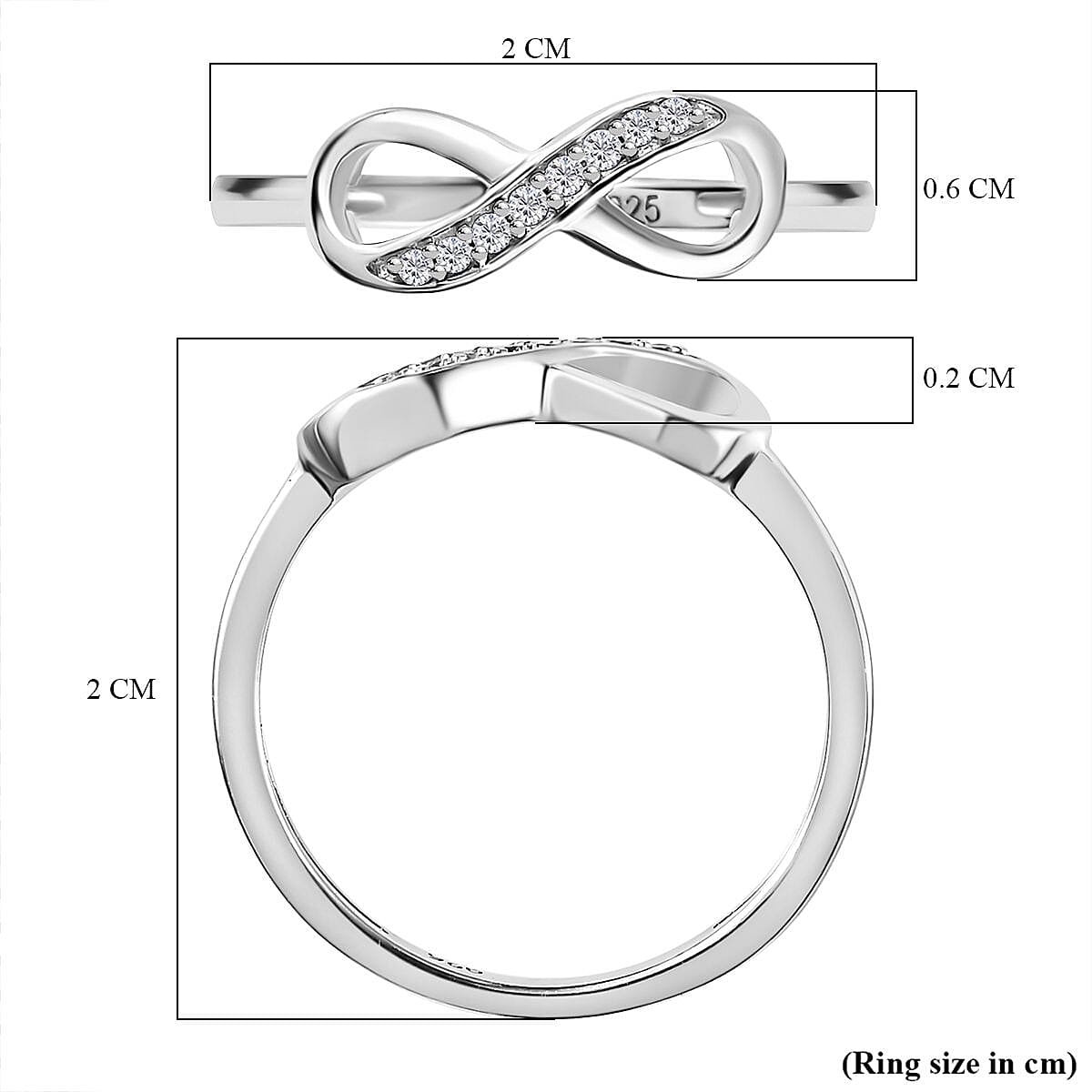 Simulated Diamond Infinity Ring in Sterling Silver