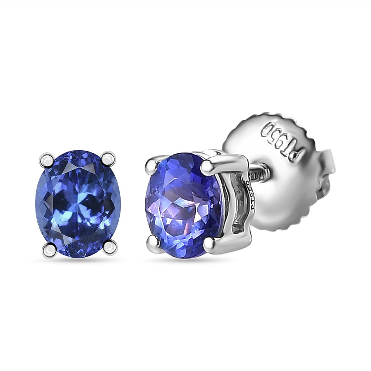 RHAPSODY - 950 Platinum AAAA Tanzanite Stud Earrings (With Screw Back)