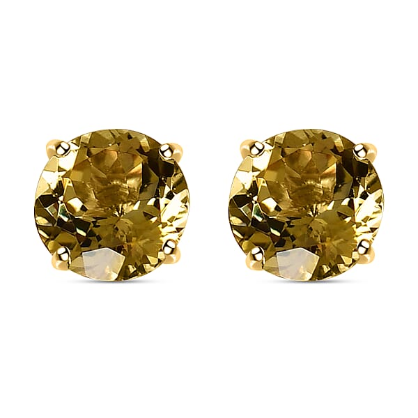 14K Yellow Gold Natural Golden Tanzanite Stud Earrings (with Push Back