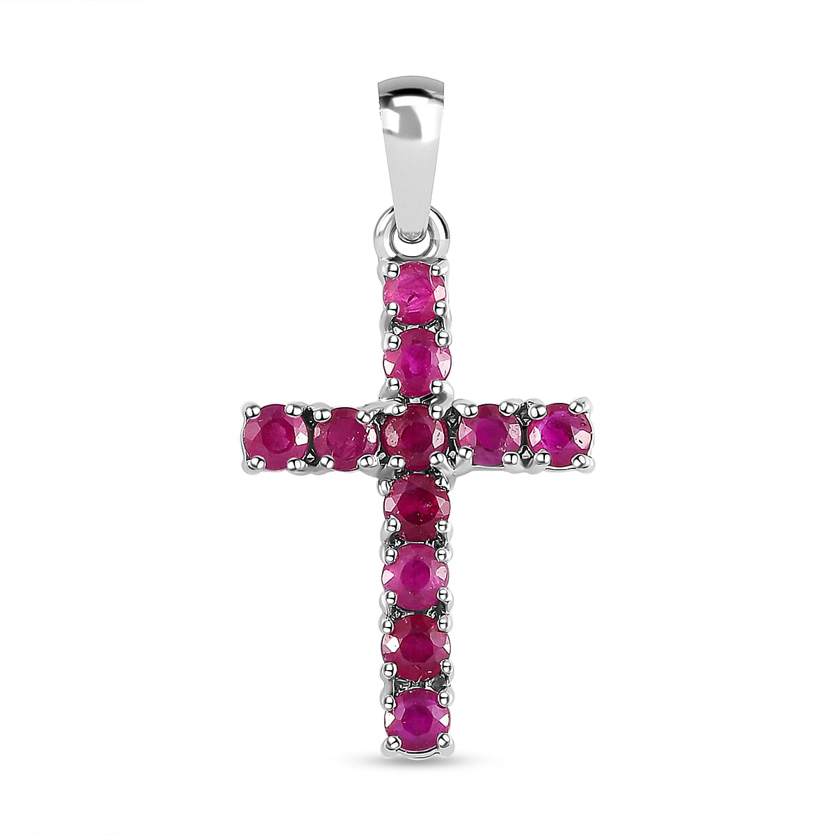 RHAPSODY 950 Platinum AAAA Ruby Cross Pendant 1.03 Ct