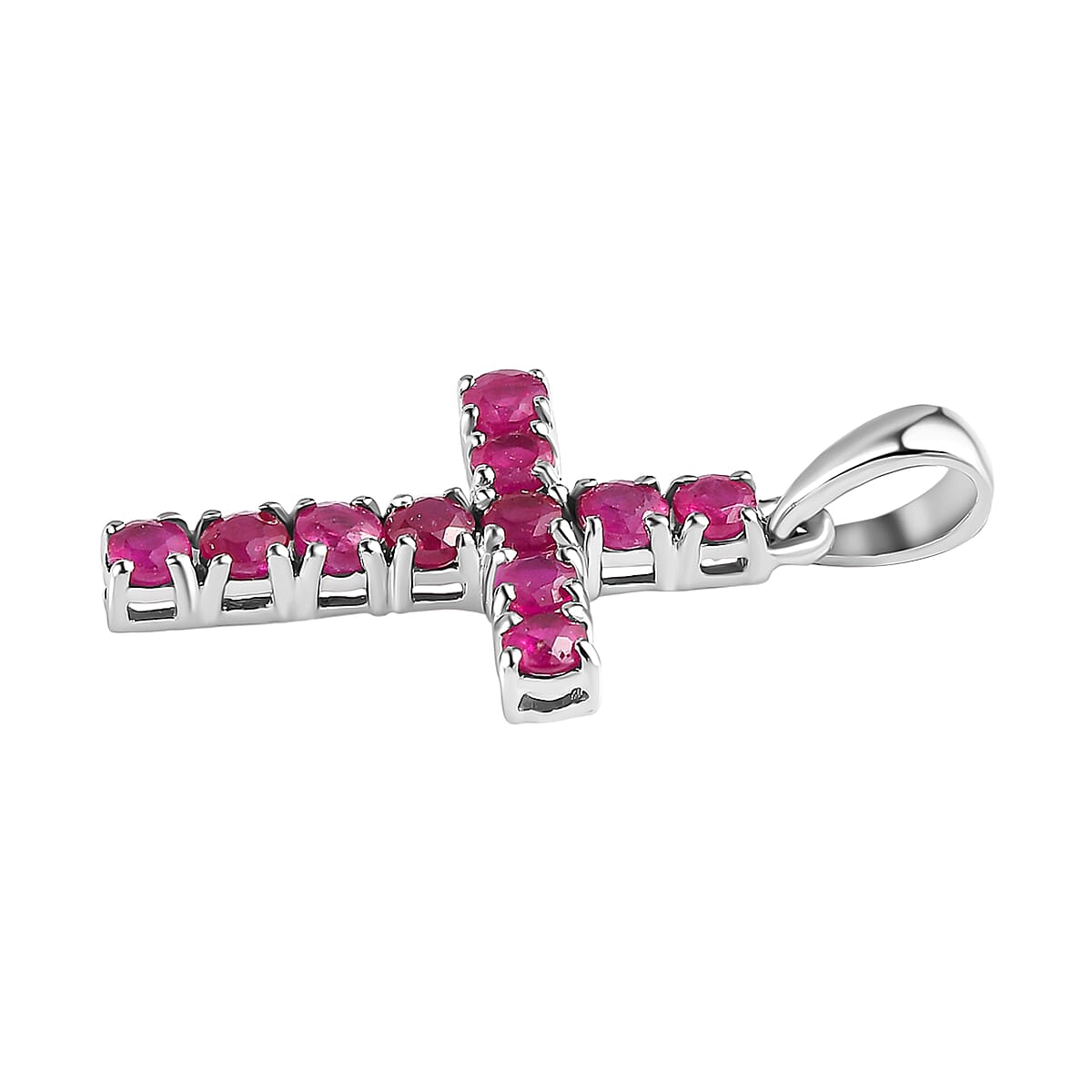 RHAPSODY 950 Platinum AAAA Ruby Cross Pendant 1.03 Ct