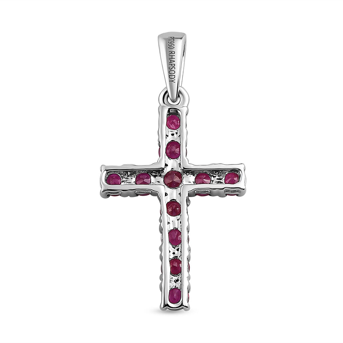RHAPSODY 950 Platinum AAAA Ruby Cross Pendant 1.03 Ct