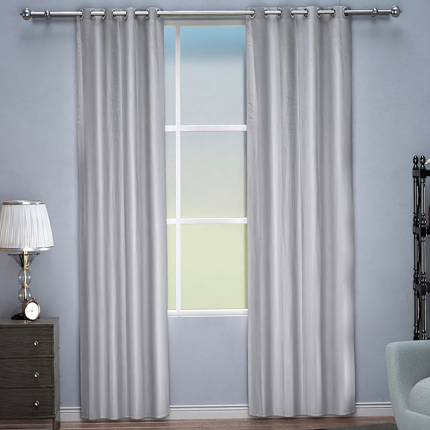  Homesmart Polyester Solid Curtain and Blind (Size 132x1 cm) - Camel & Gray