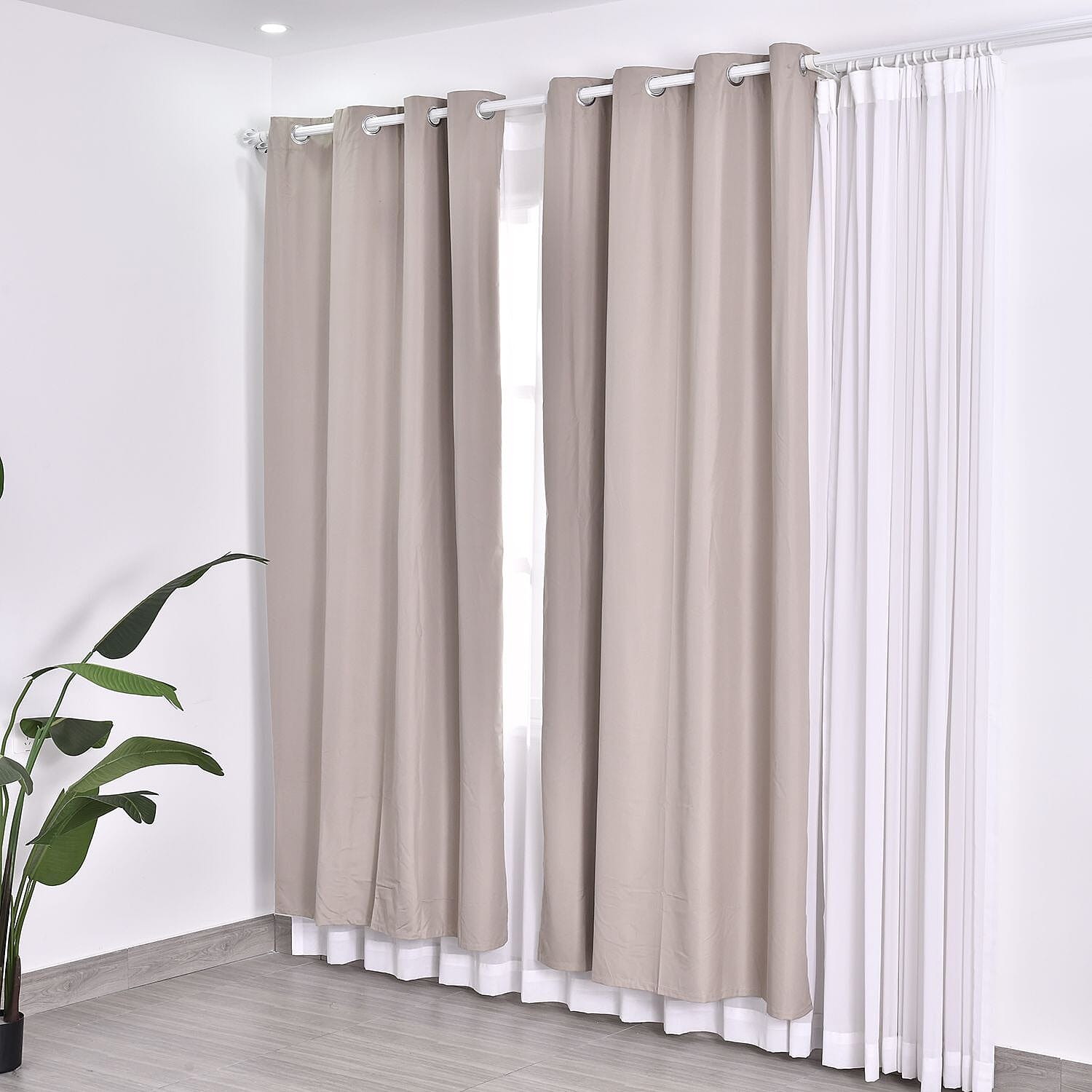 Set of 2 - Homesmart Heat Retaining Thermal, Blackout Curtains with Metal Eyelets (Size 240x132 Cm) - Camel