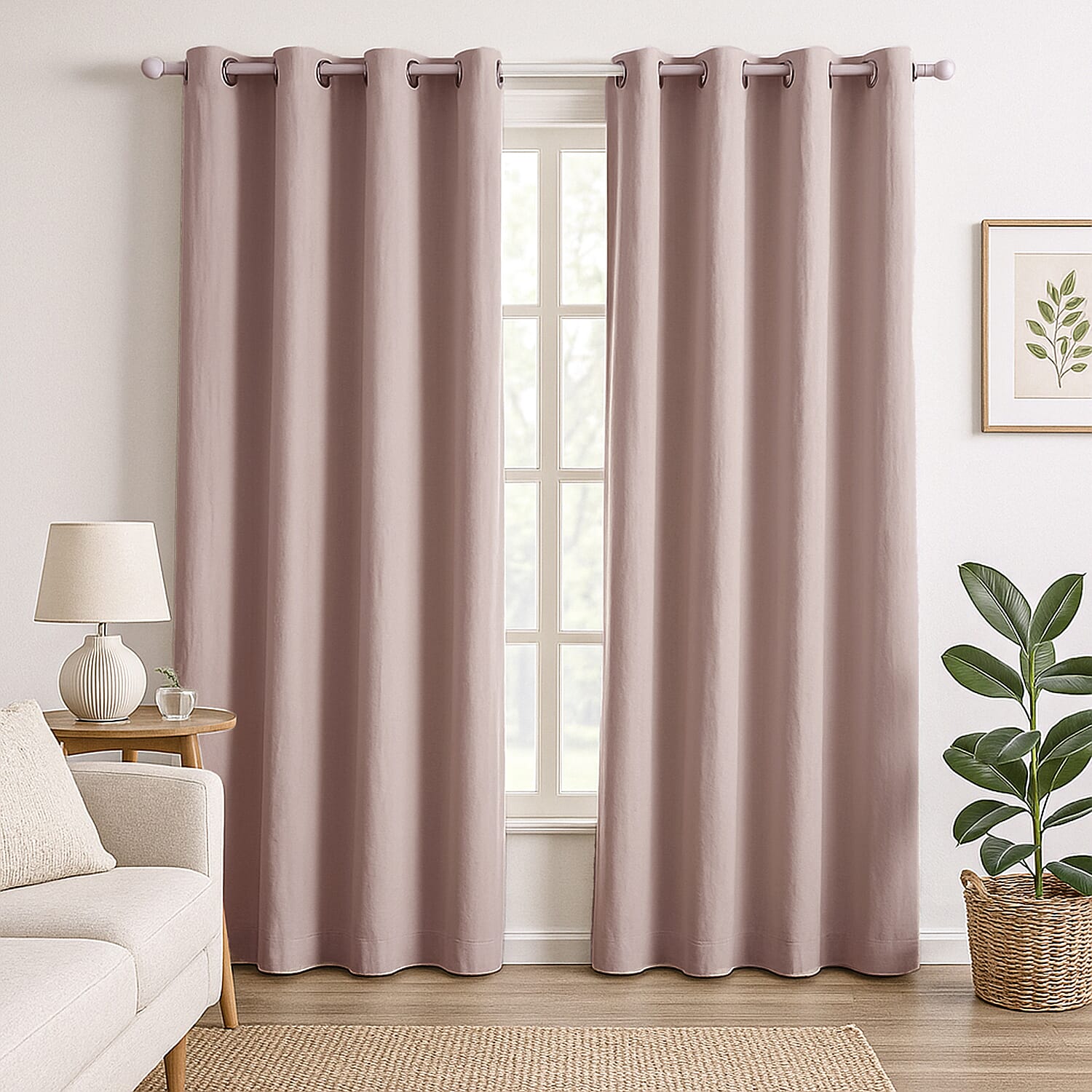 Set of 2 - Homesmart Heat Retaining Thermal, Blackout Curtains with Metal Eyelets (Size 240x132 Cm) - Camel