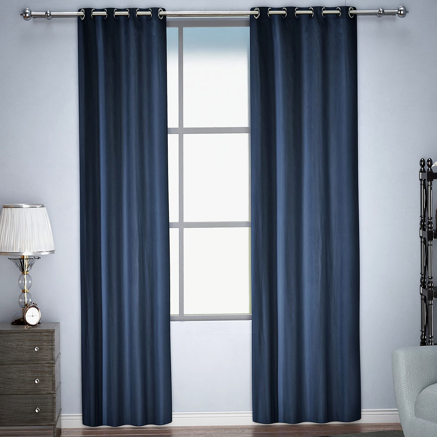 Set of 2 - Homesmart Heat Retaining Thermal, Blackout Curtains with Metal Eyelets (Size 240x132 Cm)  - Navy