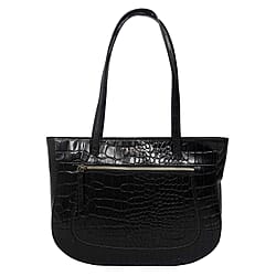 Genuine Leather Tote Bag - Black