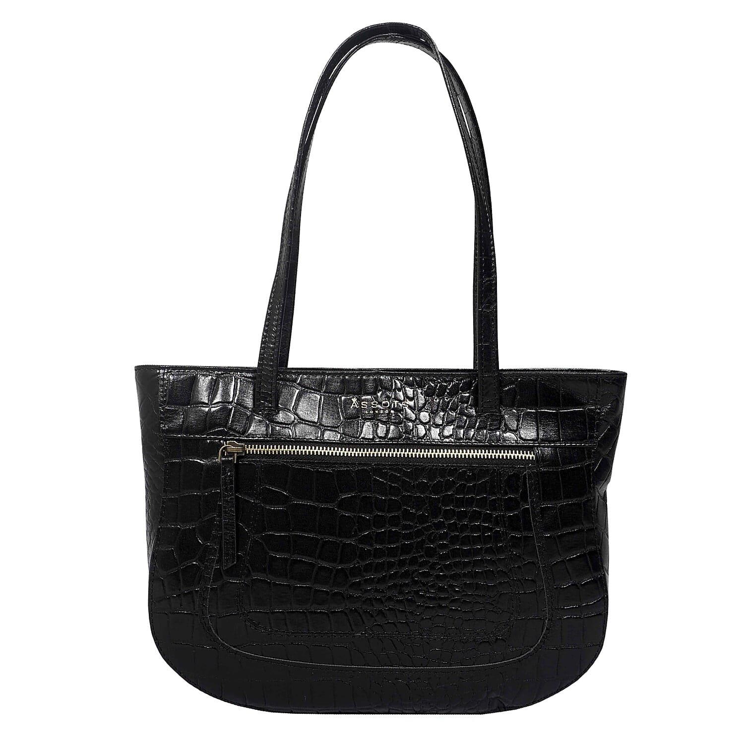 Assots London Julia Genuine Leather Tote Bag  - Black