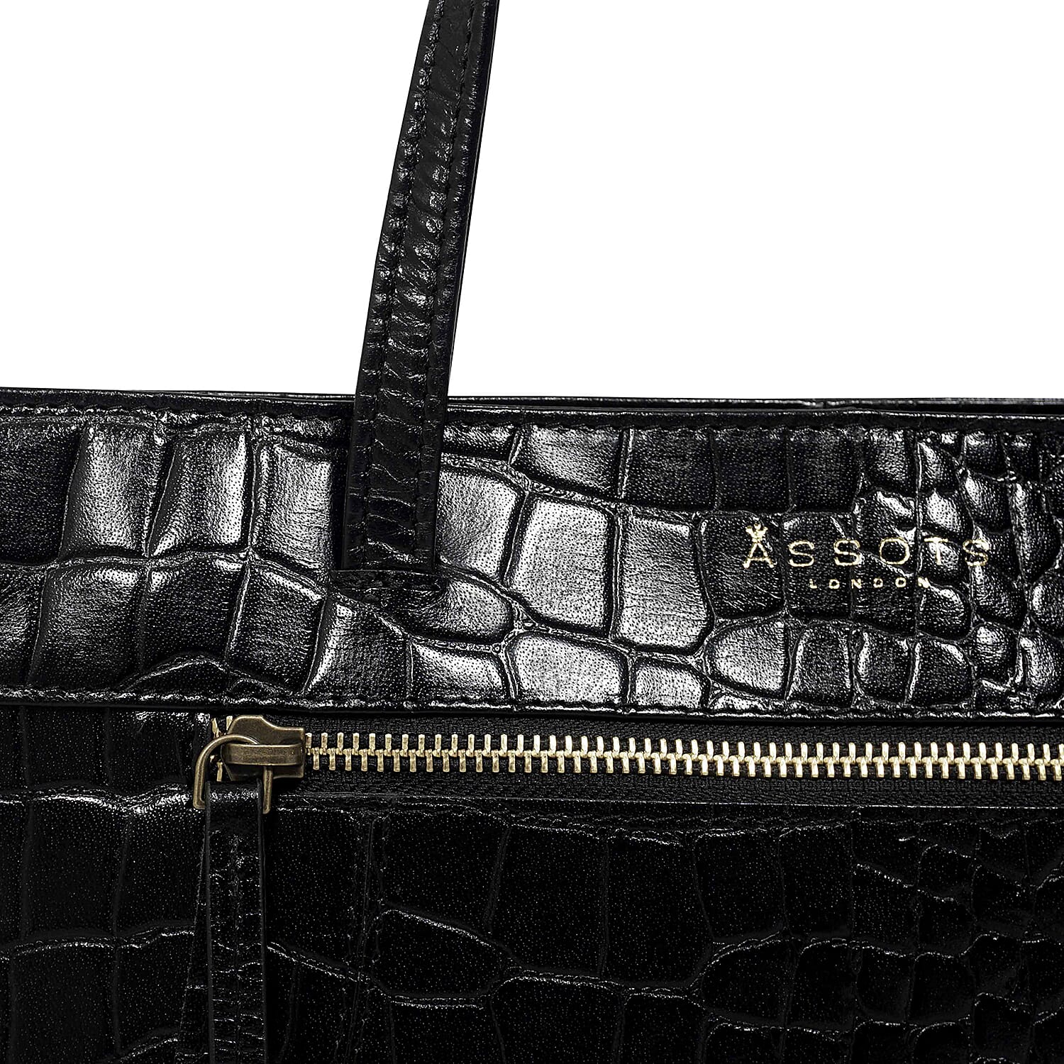 Assots London Julia Genuine Leather Tote Bag  - Black