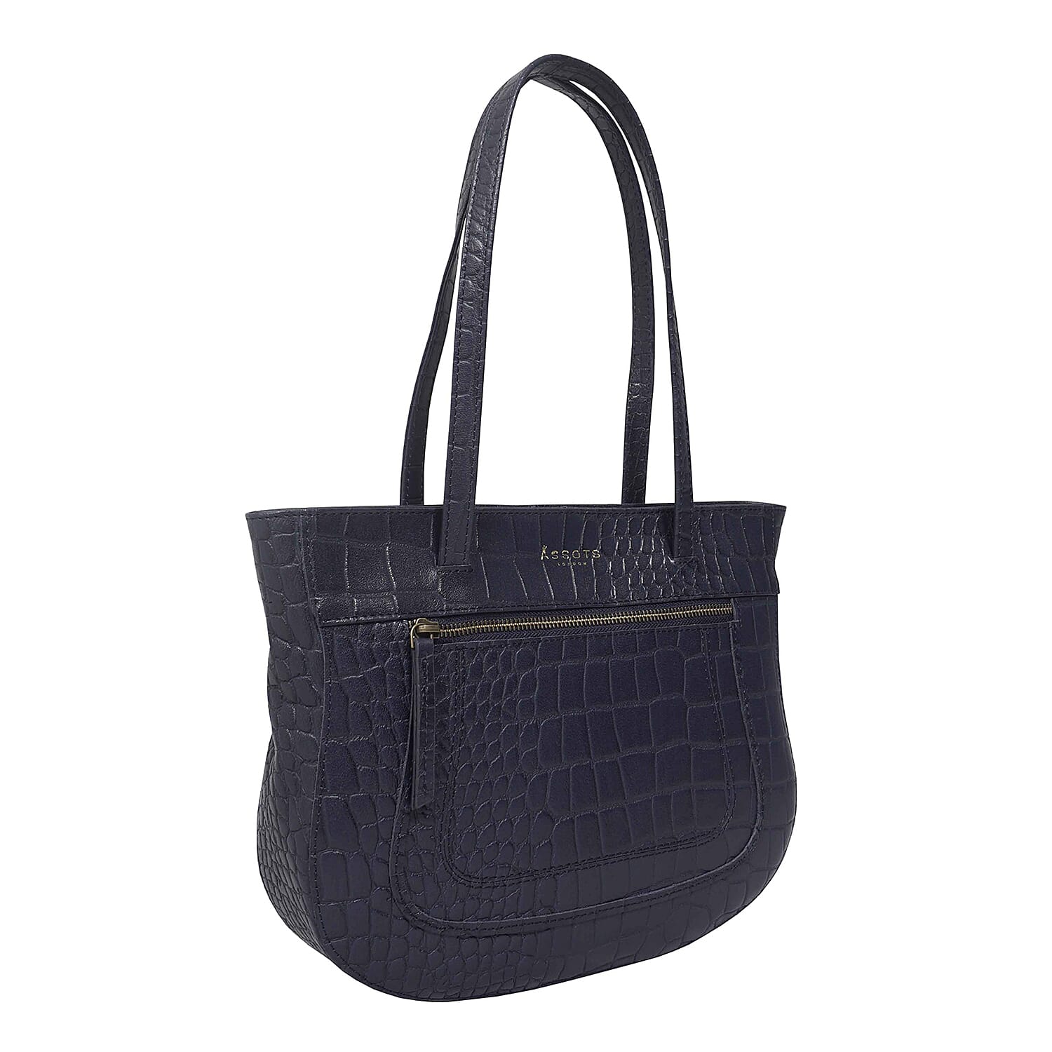 Assots London Julia 100% Genuine Leather Tote Bag - Blue