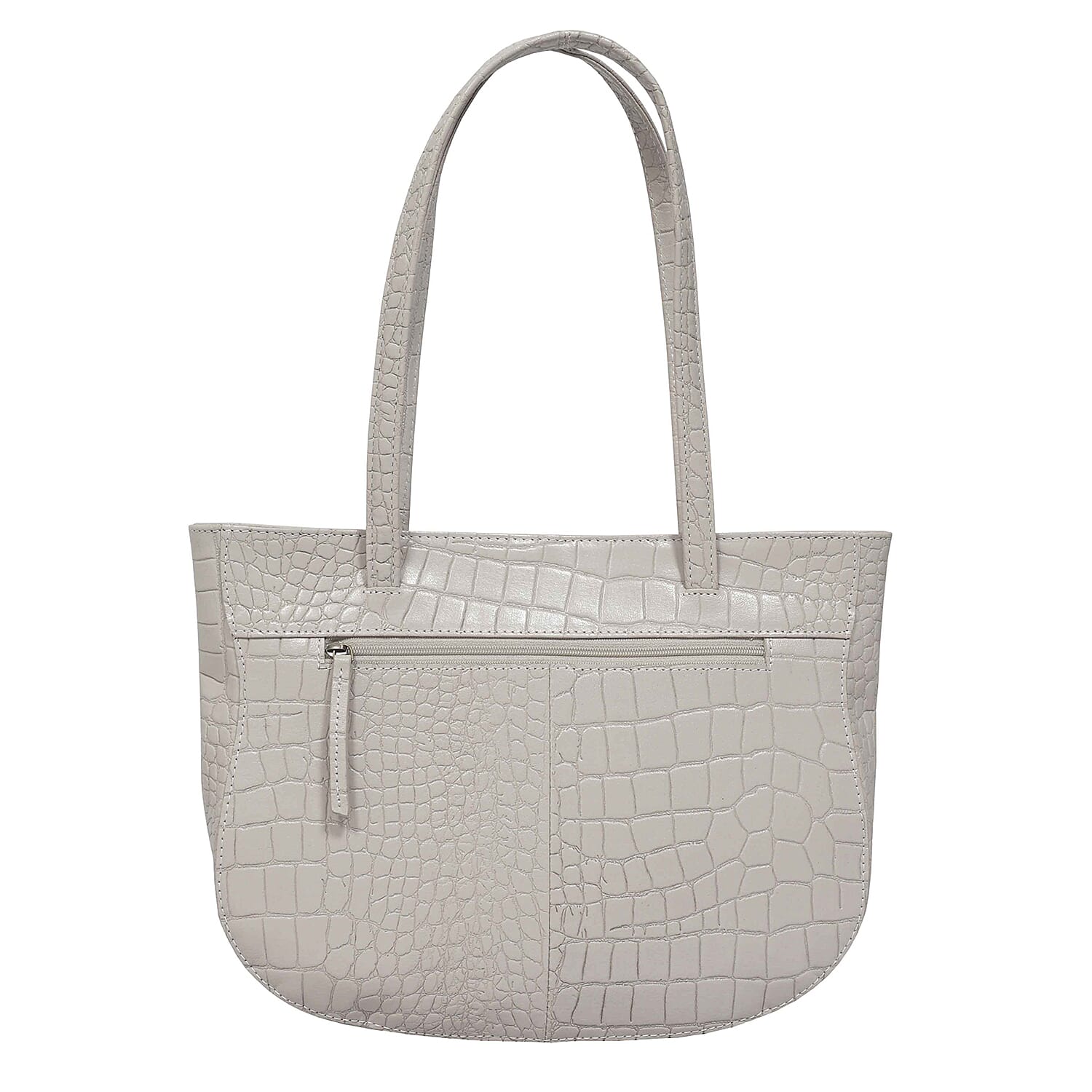 Assots London Julia Genuine Leather Tote Bag (Size 35x24x6 Cm) - Ice Grey