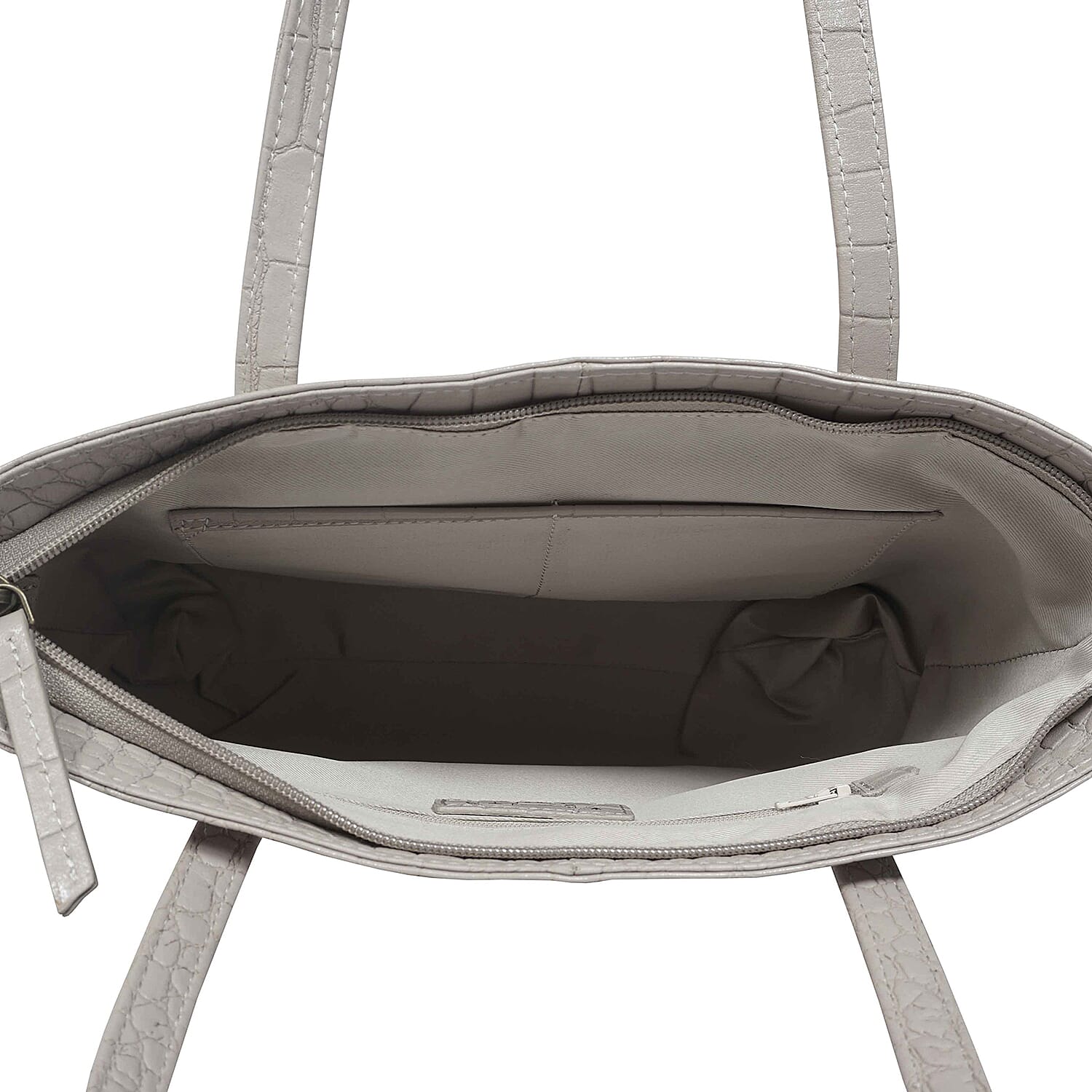 Assots London Julia Genuine Leather Tote Bag (Size 35x24x6 Cm) - Ice Grey