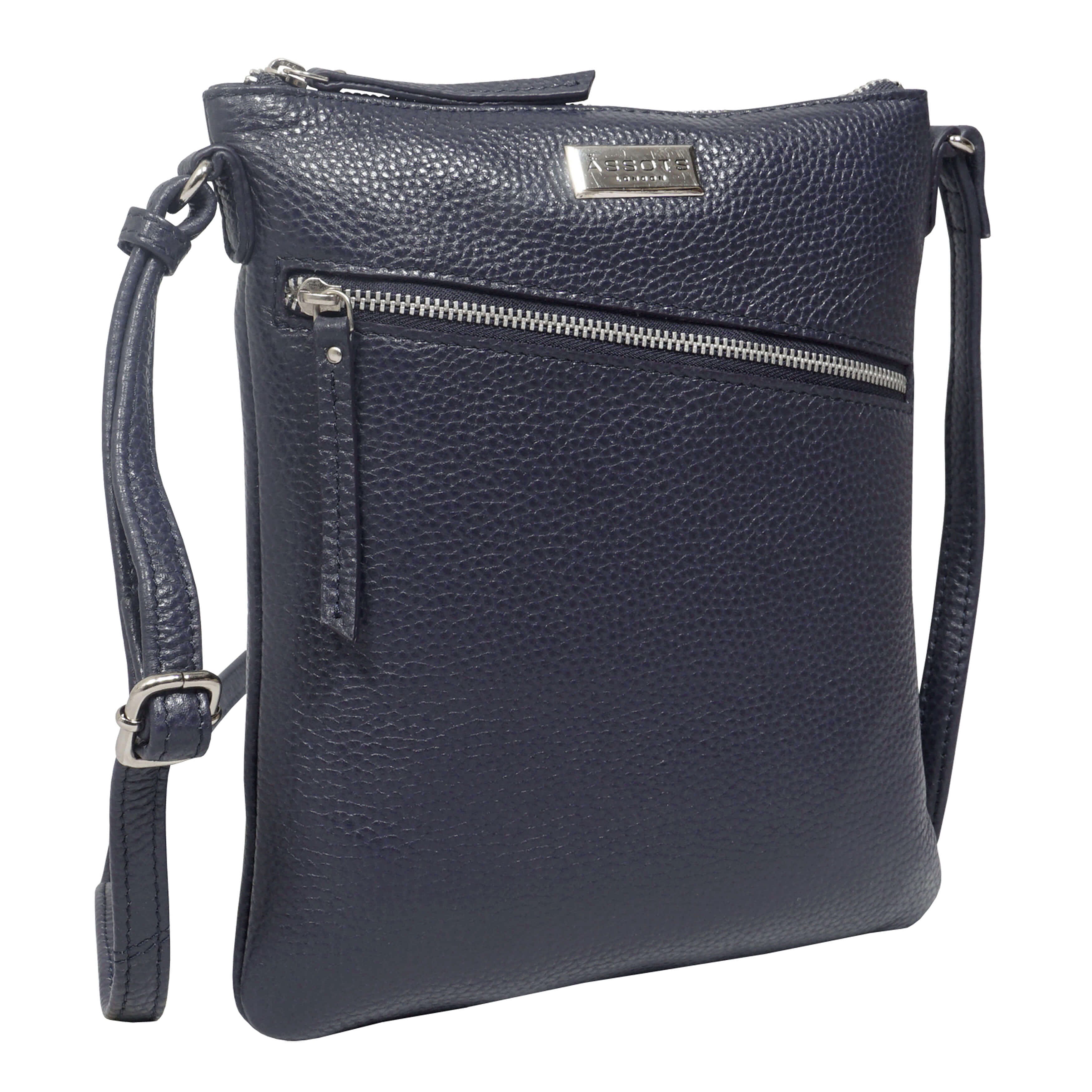 Assots London Rosy Genuine Leather Crossbody Bag (Size 23x21x2 cm) - Blue