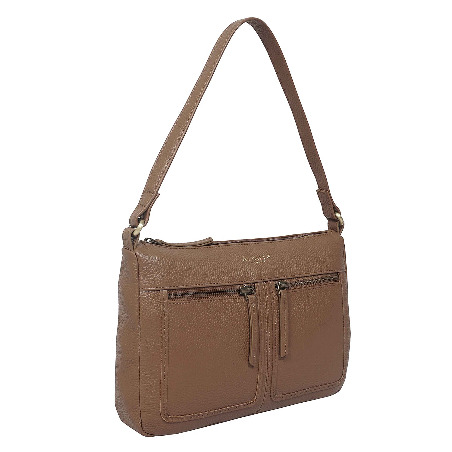 Assots London - Genuine Leather Mardi Tan Pebble Grain Tote Bag