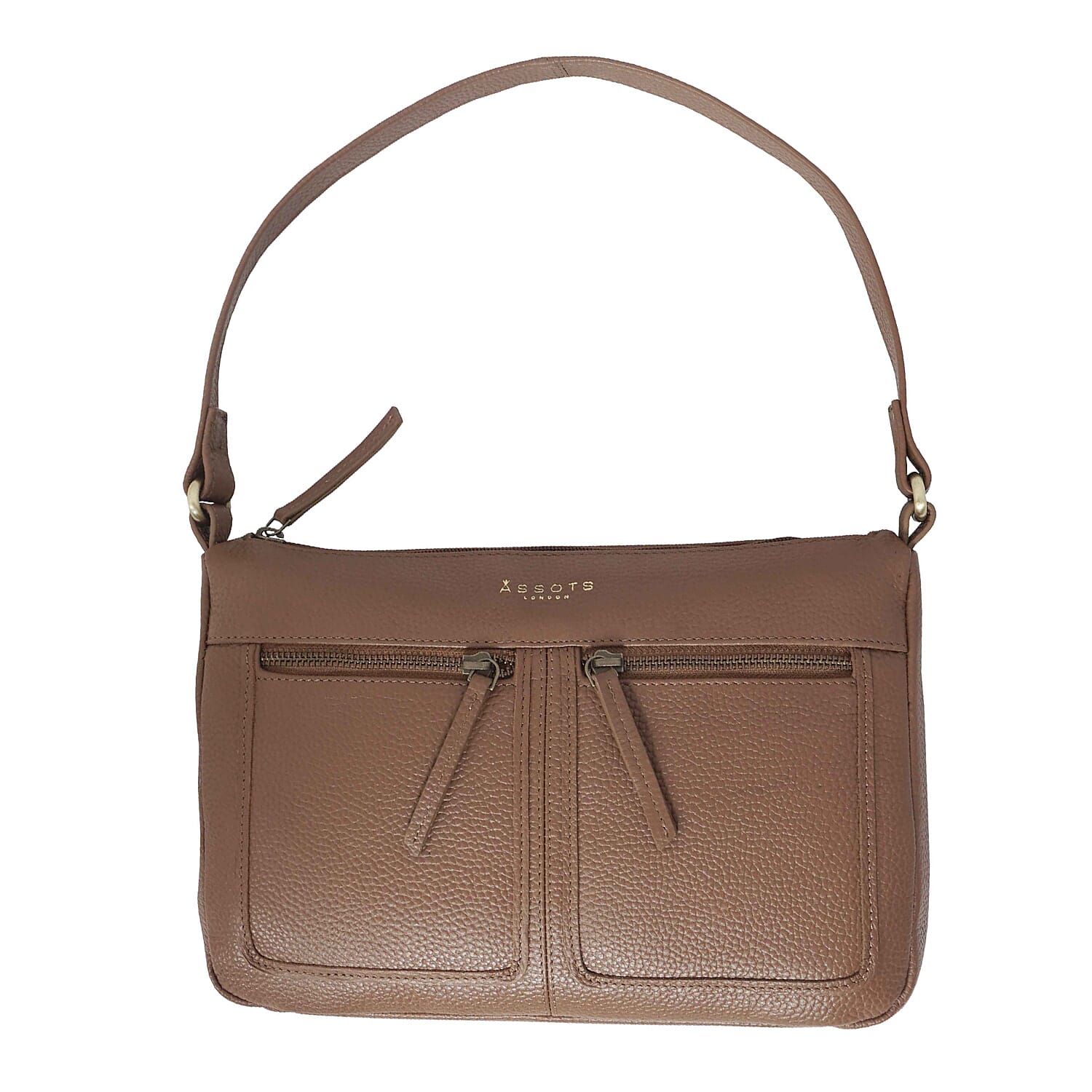 Assots London - Genuine Leather Mardi Tan Pebble Grain Tote Bag