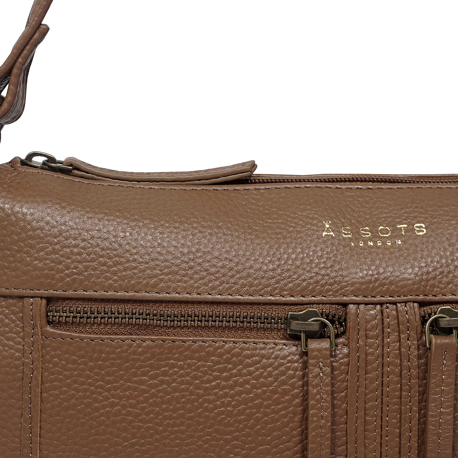Assots London - Genuine Leather Mardi Tan Pebble Grain Tote Bag