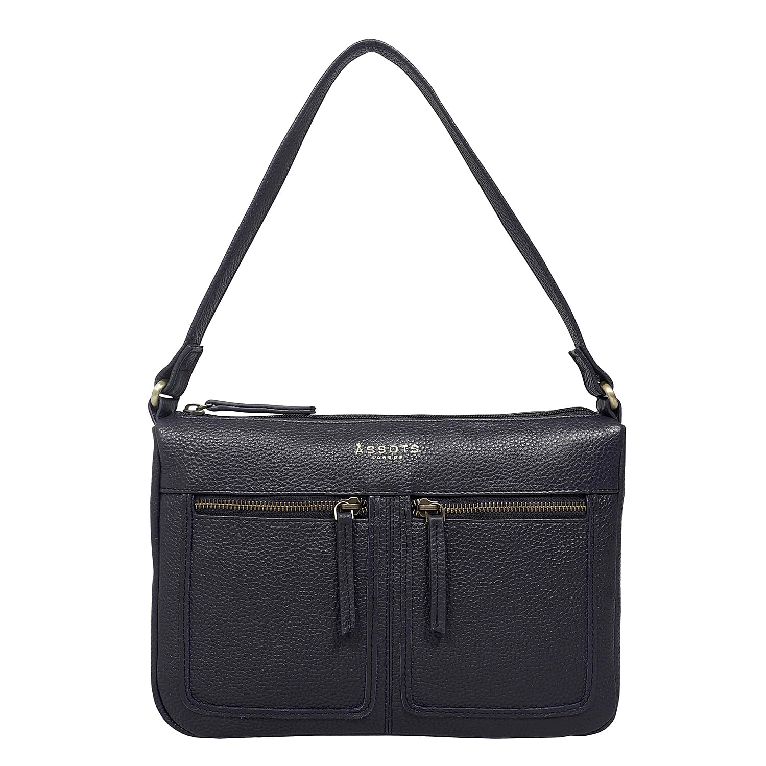 Assots London - Genuine Leather Mardi Blue Pebble Grain Tote Bag