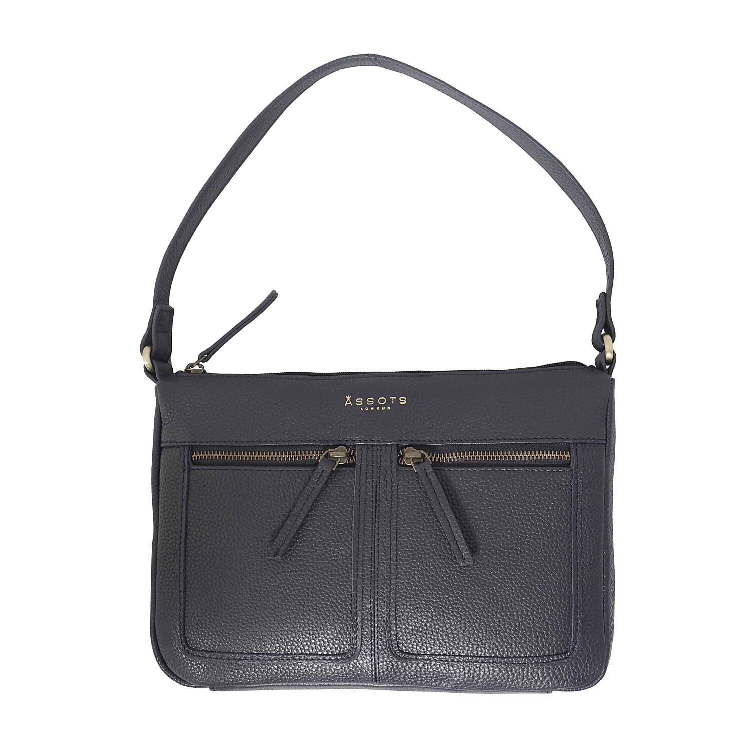 Assots London - Genuine Leather Mardi Blue Pebble Grain Tote Bag